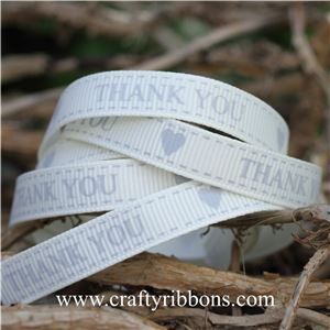 Wedding Owl Ribbon - Thank You Bridal White